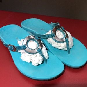 Vionic sandals, turquoise/silver, size 8